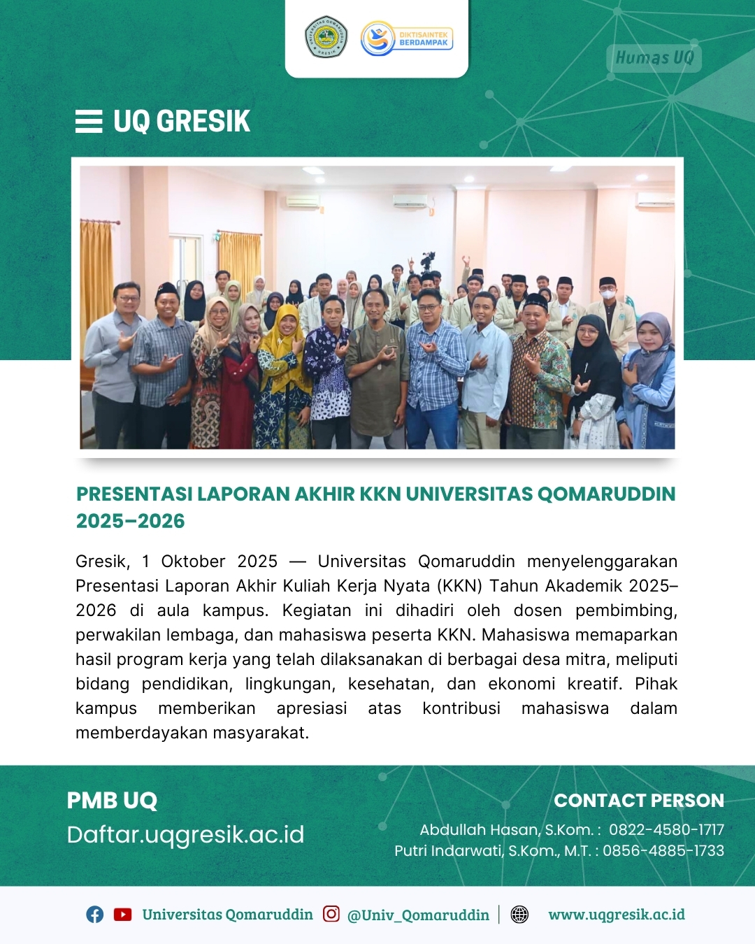 PRESENTASI LAPORAN AKHIR KKN UNIVERSITAS QOMARUDDIN 2025-2026