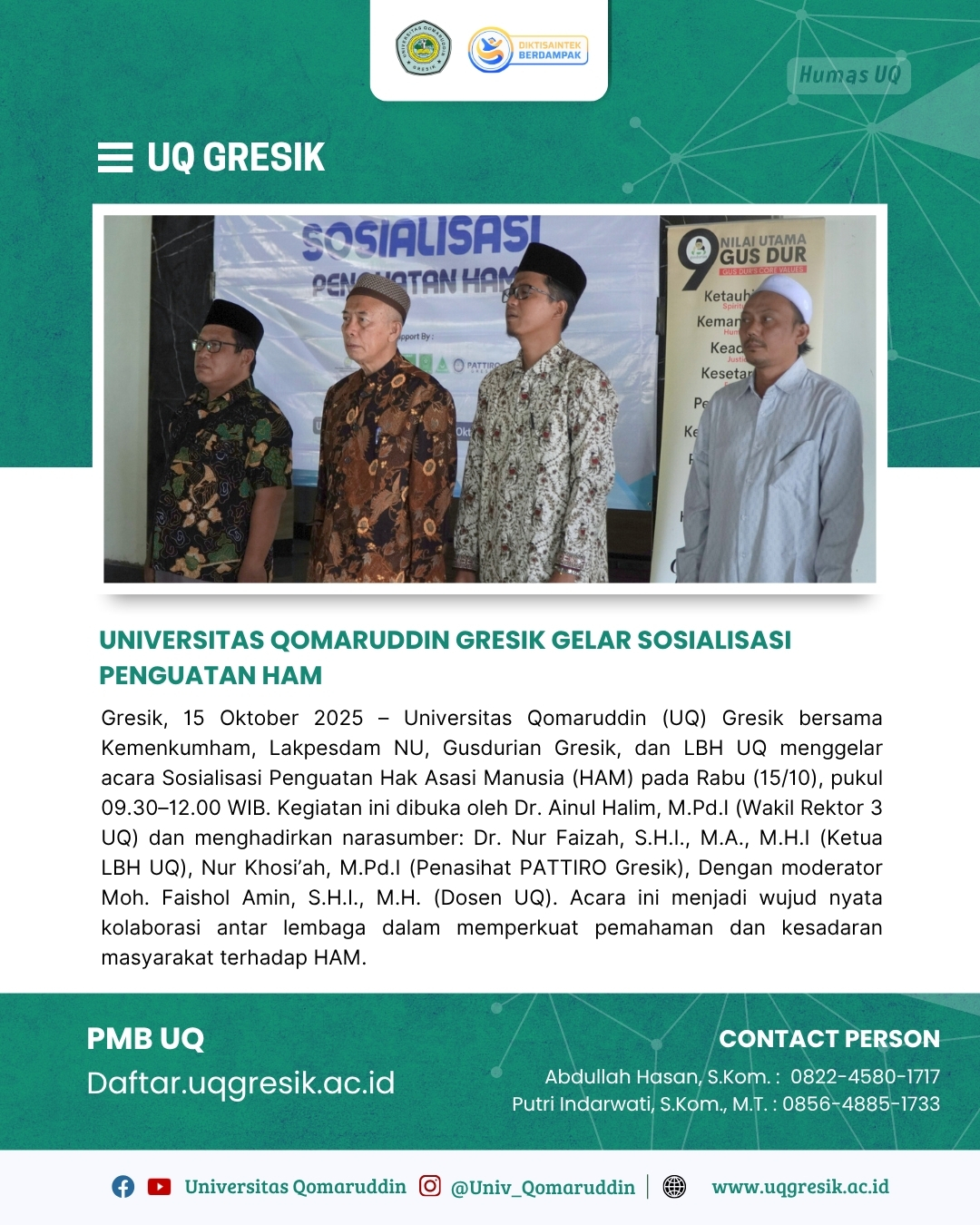Universitas Qomaruddin Gresik Gelar Sosialisasi Penguatan HAM